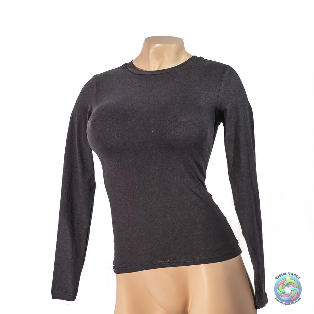 Trendy Queen Black Womens Long Sleeve Spring Crop Top